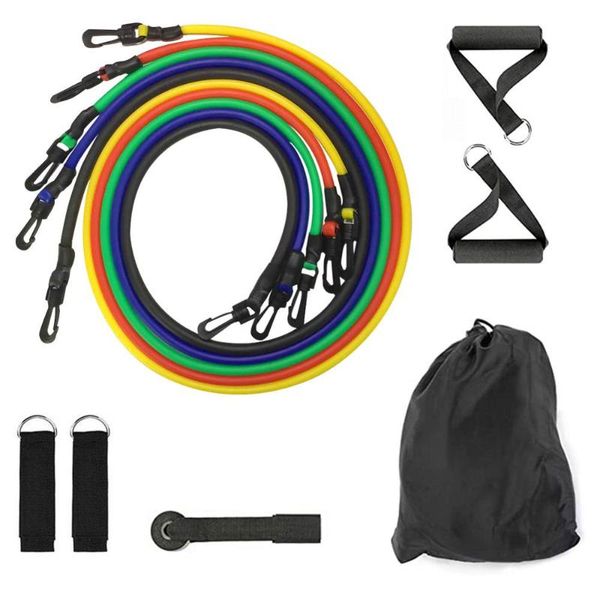 

new 11pcs/set resistance pull rope band fitness exercise training gym yoga latex pedal body workout expander rubber equipment