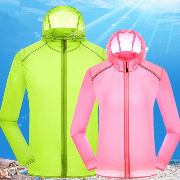 

women men long sleeve thin waterproof anti uv sunshade quick dry zipper hoodie shirt sportswear lovers, Gray;blue