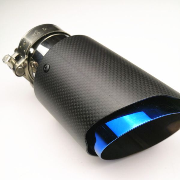 

1 piece matte carbon fiber+blue glossy stainless steel exhaust tip matte muffler car modifide muffler pipe