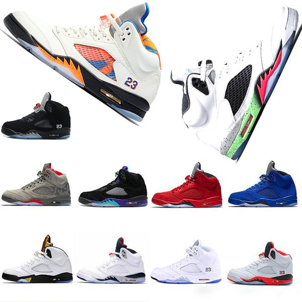 

5s classic 5 basketball shoes white cement black metallic red flight blue suede oreo sneakers for men shoe outdoor walking sneaker trainer