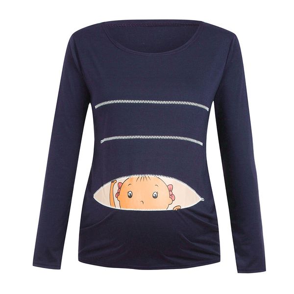 

telotuny women's maternity loose and comfortable casual blouse pregnancy long sleeve cartoon pattern nursing t-shirt z0314, White