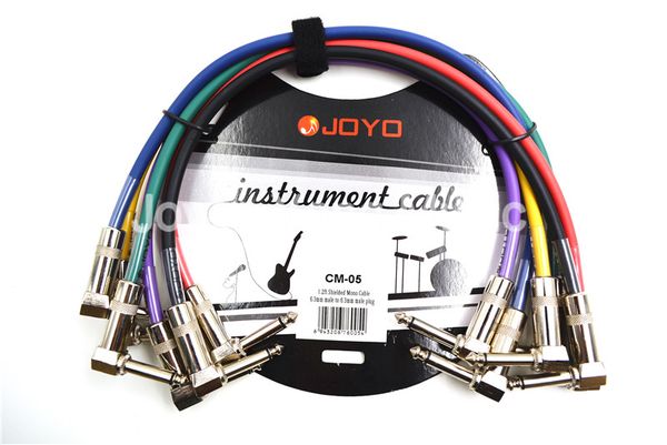 

6 pack joyo colorful 1.2ft metal 1/4 right angle electric guitar effect pedal patch cord cables ing