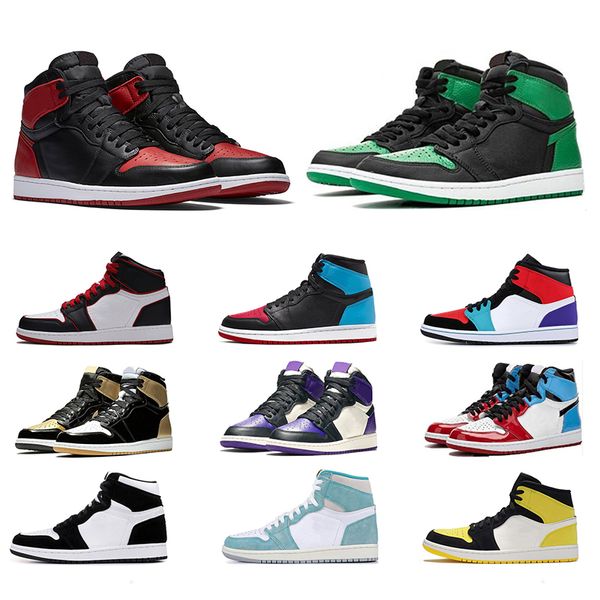 

горячая 1 баскетбол обувь 1s high og unc chicago pine green мужчины женщины тренеры тапок спорт размер 36-46, White;red