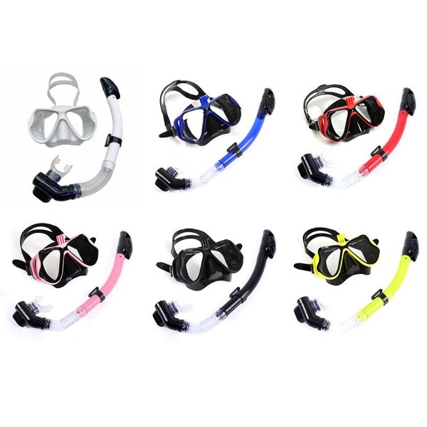 

professional diving mask scuba snorkel swimming goggles dry snorkel tube set men women anti-fog diving goggles for camera
