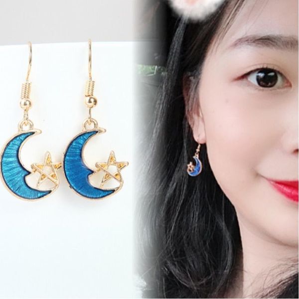 

trendy ladies fashion starry sky earrings dreamy girl heart moon stars earrings jewelry gift wholesale, Silver