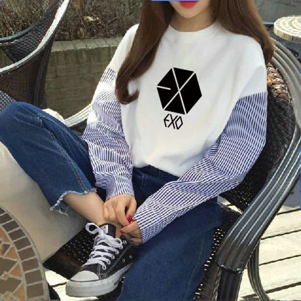 

kpop exo 2020 summer new casual tees shirt women autumn clothes long-sleeve white t shirt women streetwear loose harajuku tshirt