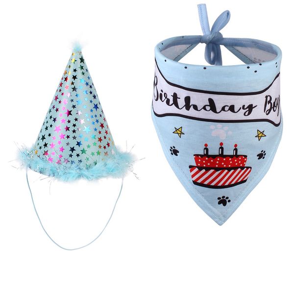 

dog birthday bandana scarf with cute doggie party hat, 2 colors for choose