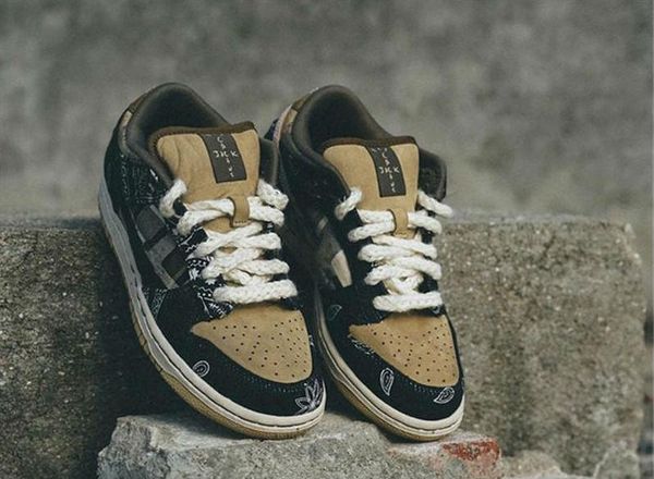 

top 2020 нового трэвис скотта й обуви sb dunk low баскетбол размер мужчины женщина cactus jack парашют beige petra brown black box с 36-46