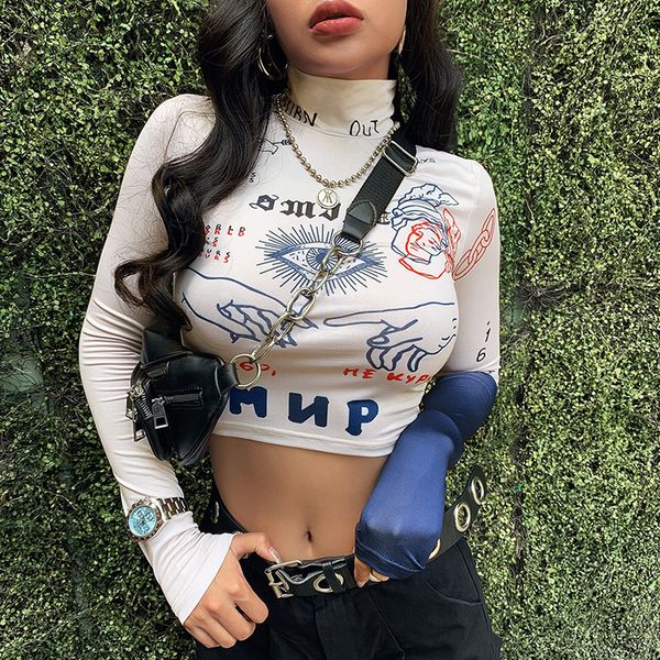 

fashion vintage designer brand tees luxury long sleeve half turtle neck 19ss knits for women, White