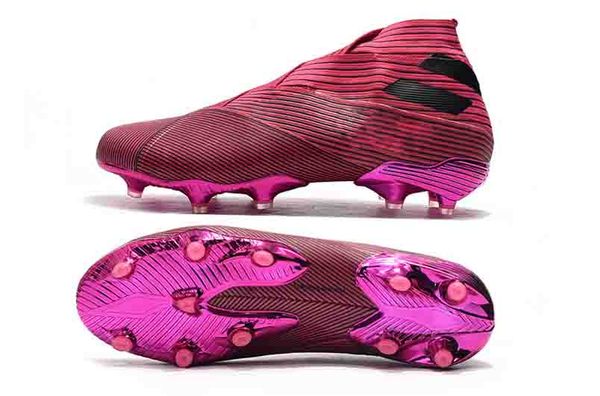 

2019 new redpurple mens messi nemeziz 19+ laceless fg ace 19+x 19.1 slip-on soccer shoes football high ankle boots cleats size us6.5-11