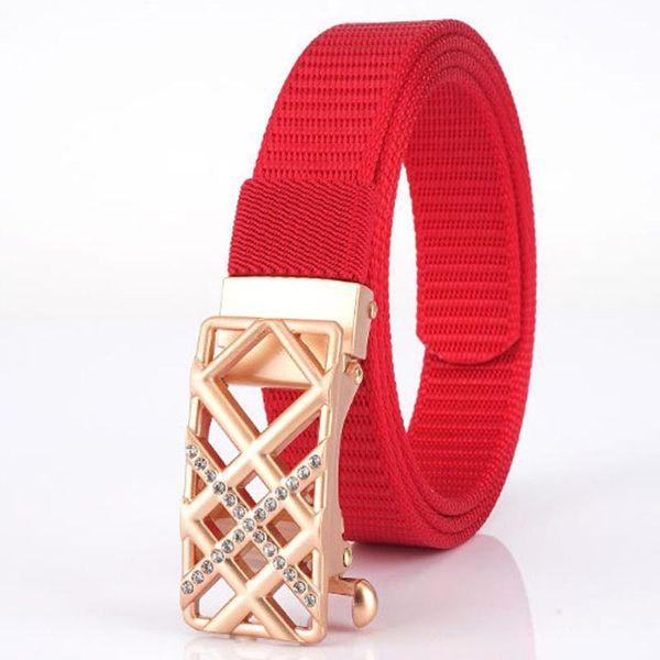 

women's vintage belt new women's nylon leather belt toothless buckle waistband female width:2.3cm automatic buckle, Black;brown