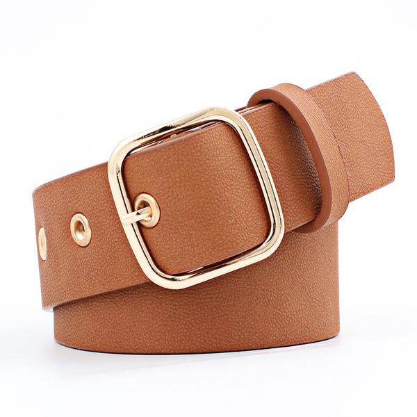 

olome 105x3.5cm wide belt leather women gold pin buckle black white female waist belts strap for jeans, Black;brown