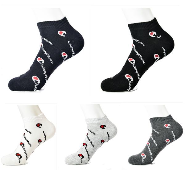 

champions letter ankle socks summer anklets sock slipper wzcp women men teenage sports gogging basketball stocking short boat socks, Black