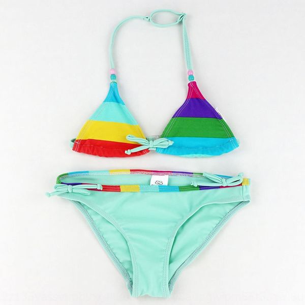 

colorful stripe pattern split girls children's colorful stripe pattern bikini split children's bikini swimsuit girls swimsuit, White;black