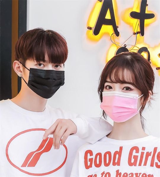 

adultren masks 3 ply nonwoven fabric fablack black/white/pink black face mask dustproof filter dr 79lo