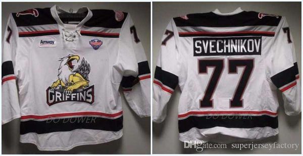 

77 Evgeny Svechnikov Grand Rapids Griffins White Men's Hockey Jersey Embroidery Stitched Customize any number and name Jerseys