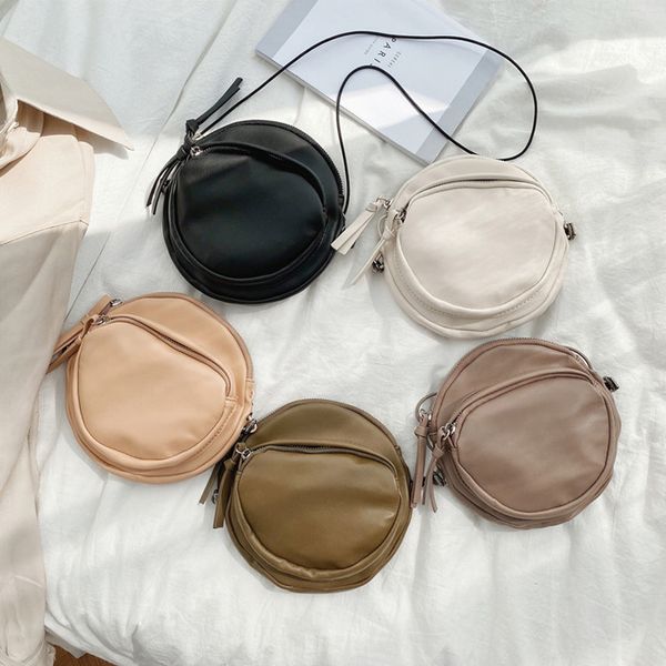 

fashion simple crossbody bags small round bag women handbag pu leather chain mobile phone shoulder bag