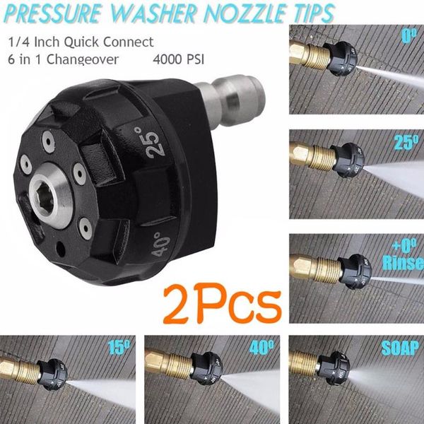 

38# pressure washer 6-in-1 spray nozzle tip quick change over and easy adjustable patterns, 1/4in quick connector max 4000 psi
