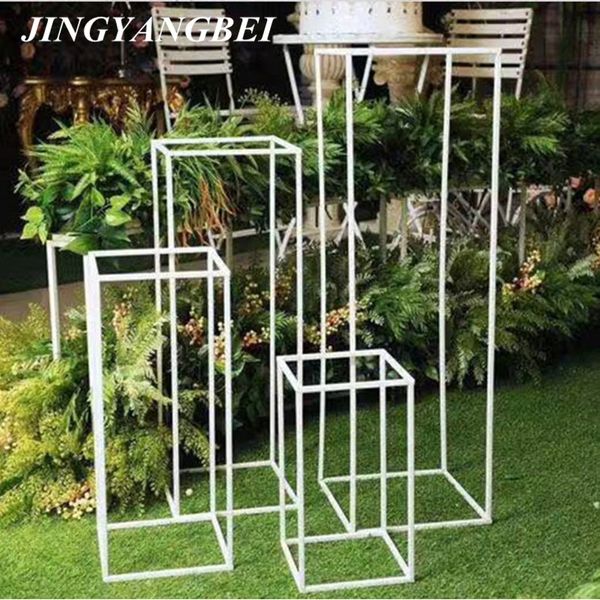 

wedding party geometry road lead arch decor artificial flower wrought metal iron square block party event supply flower stand