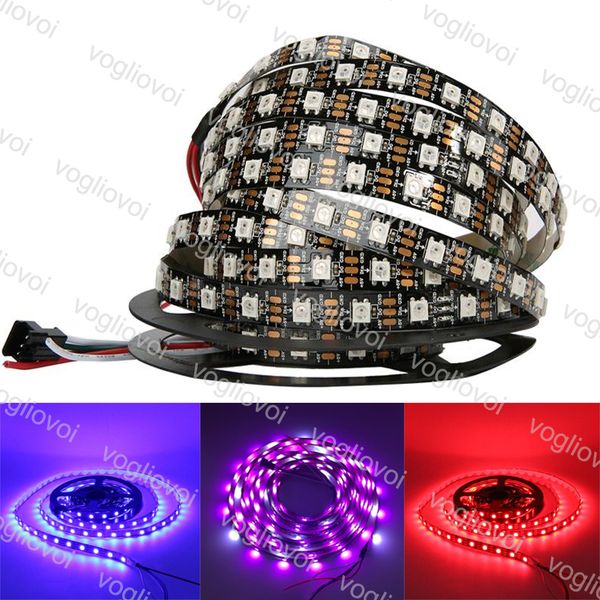 

led strip light dc5v individually addressable ws2812b led strip light white/black pcb 30/60 pixels rgb 2812 led tape ribbon waterproof dhl