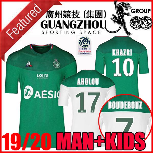 

Maillot a aint Ãtienne 2019 occer jer ey home away 19 20 t etienne khazri beric boudebouz nordin aholou man and kid football hirt, Black;red