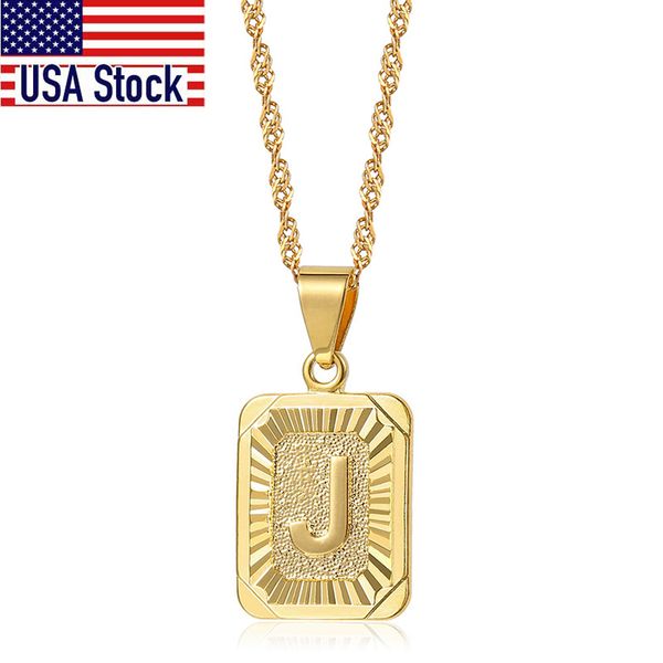 

pendant necklaces a-z letters square charm for womens men wave twisted link chain fashion jewelry gift wholesale gpm05e, Silver