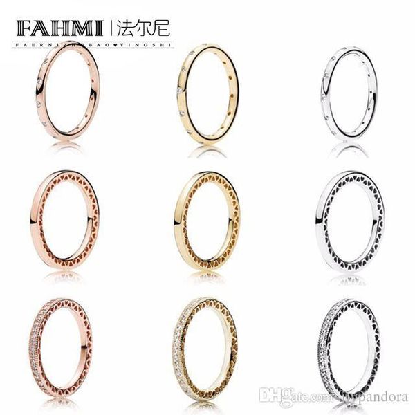 

fahmi 100% 925 sterling silver temperament simple wedding party ring charm with cubic zirconia fit women's ring birthday party charm gi, Slivery;golden