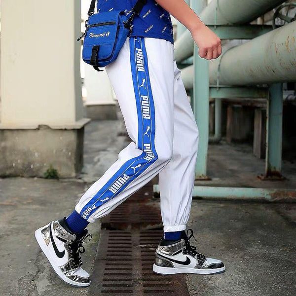 

pm men casual sweatpants fitness side stripe men's sportswear joggers pants cotton new male gyms trousers pantalones hombre 055, Black