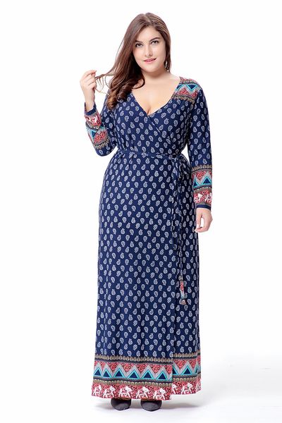 

spring explosions european and american long-sleeved knit women's large size print long dress wrap skirt sq0083, White;black