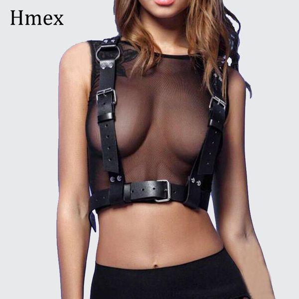 

women leather body bondage cage sculpting harness waist belt straps garter belts waistband harajuku punk suspenders, Black;brown