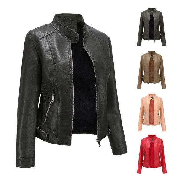 2019 Nxh Vintage Matte Grey Leather Jacket Women Wool Inner Winter Suede Stand Collar Motor Biker Coat Cool Girl Fashion From Sebastiani 56 93