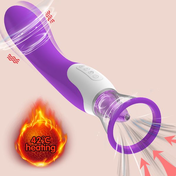 Saugzungenvibrator Succionador Clitoris Heizung Nippel Zunge Klitoris Stimulator Vagina Saugen Lecken Vibrator für Frauen Y200616