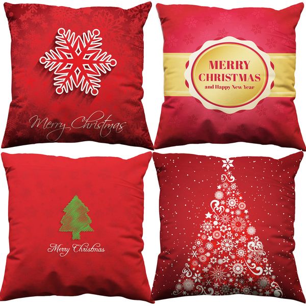 

4pcs christmas pillow covers cotton linen christmas pillow case sofa car throw cushion cover home decor festival covers