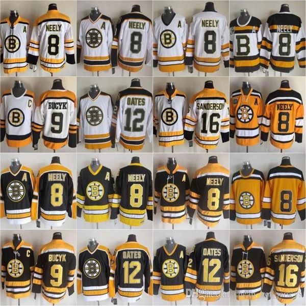 

boston 8 cam neely bruins jerseys men 12 adam oates 9 johnny bucyk 16 derek sanderson vintage ccm 75th ice hockey jerseys stitched, Black;red