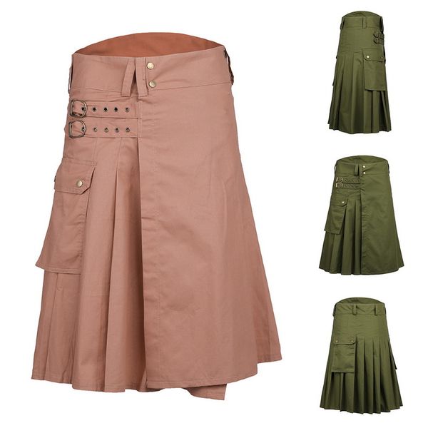 

2019 новых люди регулируемой талия юбки повседневной pant solid плед punk hip-hop авангардных мод для мужчин шотландии брюки шотландского ки, Black