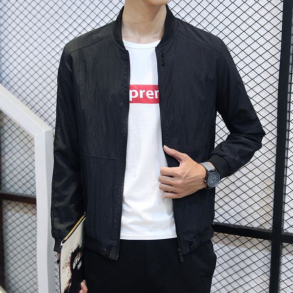 

new style 4-button thin jacket men's korean-style slim fit coat men casual solid color baseball collar men's wear, Black;brown