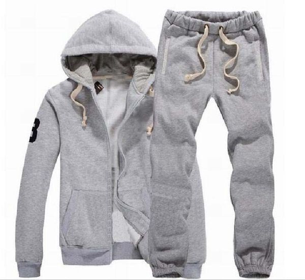 

classic men's hoodies sweatshirts sportswear man polo jacket pants jogging jogger sets turtleneck sports big horse tracksuits sweat sui, Gray