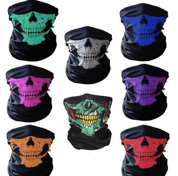 

halloween scary mask festival skull scarf skeleton outdoor motorcycle bicycle multi masks scarf half face mask cap neck ghost, Blue;gray