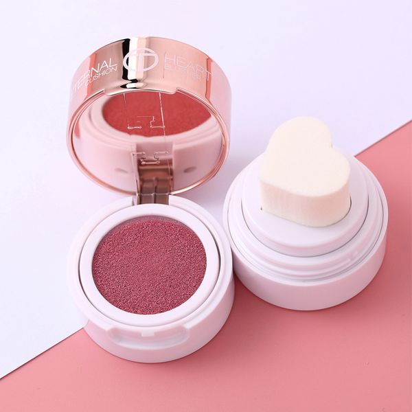 

4color air cushion blusher folding heart shape shimmer blush rouge waterproof natural face contour make up liquid cushion blush