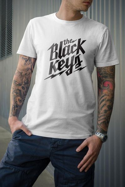 

black keys tshirt 2019 short sleeve t shirt men fashion brand design 100% cotton male quality print tshirts o-neck 2019 tees, White;black