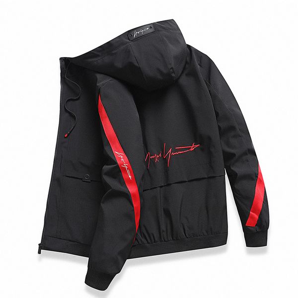 

e-baihui 2020 autumn new style long-sleeved hooded men's jacket korean embroidered casual jacket fashion trend loose jacket 839, Black;brown