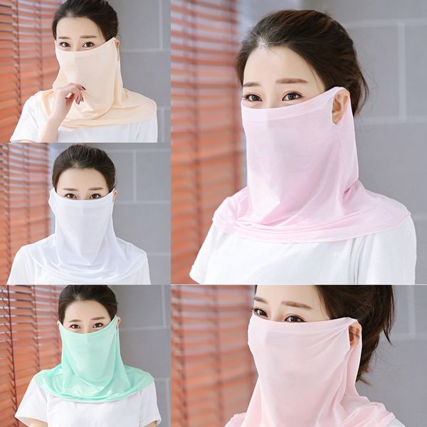 

zkkqj silk riding face hairband scarf cycling triangle for sport anti-uv bandana neck face cover scarf fishing running hiking mask, Black