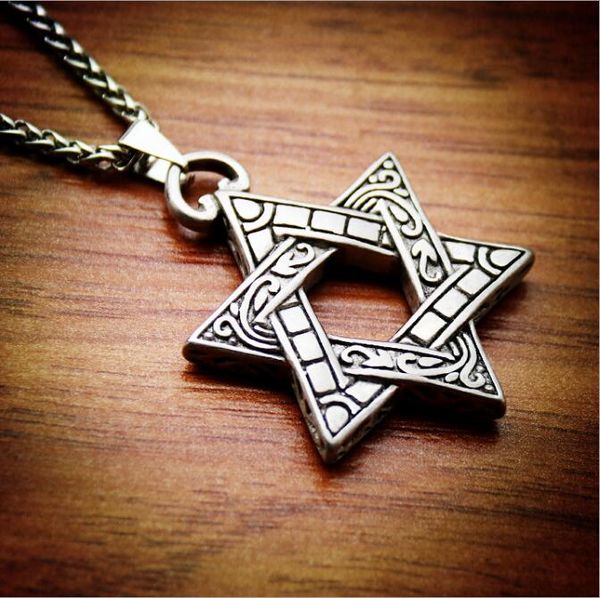 

designer hip hop six stars necklace pendant jewelry fashion personality men and women couple titanium steel necklace pendant jewelry, Silver