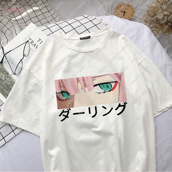 

darling in the franxx аниме harajuku нулевой две красивые девушки печати женщины топы сыпучие новое лето с коротким рукавом chic футболку, White