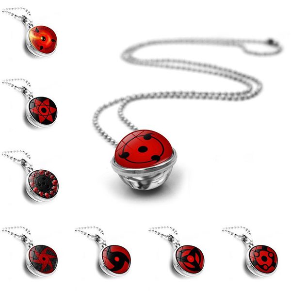 

наруто глаза стеклянные ювелирные изделия кулон ожерелье двухсторонний стеклянный шар кулон ожерелья, Silver