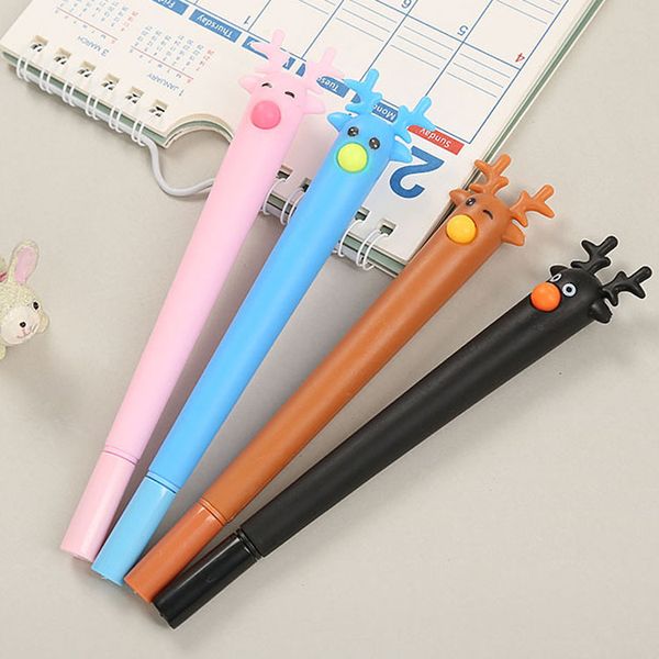 

40 pcs creative elk cartoon neutral pen cute learning stationery deer water-based signature pen christmas gift prize