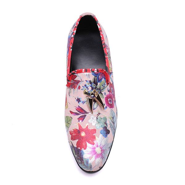 

new fashion comfortable genuine leather round toe pink print flat man handmade shoes slio-on men driving shoes size38-46, Black