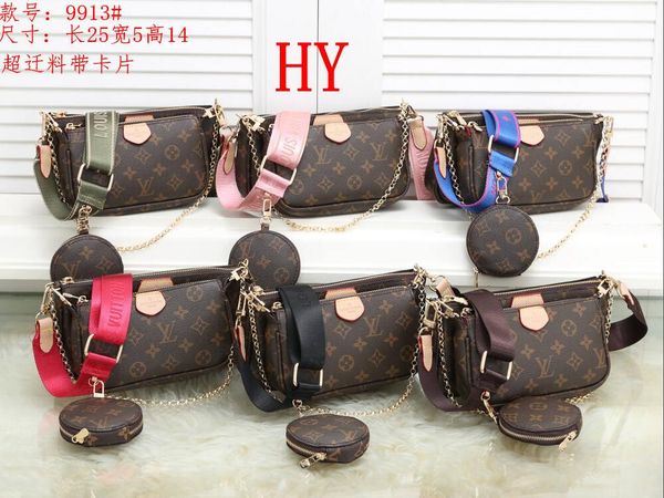 

Новый 3 шт набор дизайнерские сумки женщины crossbody сумка кожа роскошные сумки кошельки дизайнерские сумки 77 Louis Vuitton LV