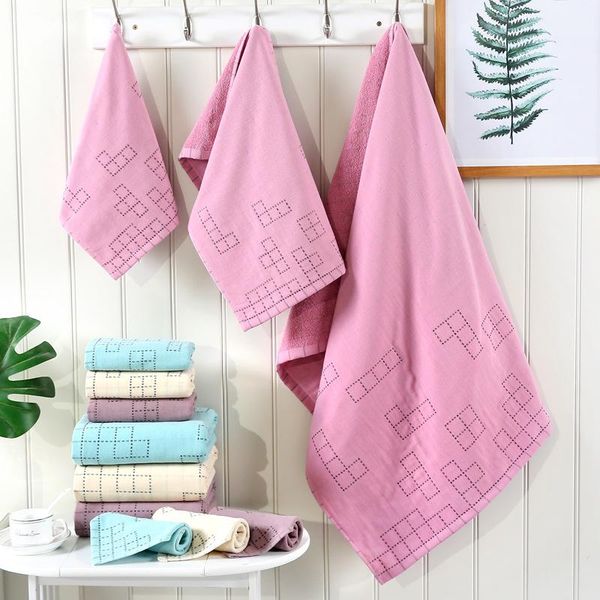 

cotton gauze gingham towel bath towel three-piece thickened absorbent