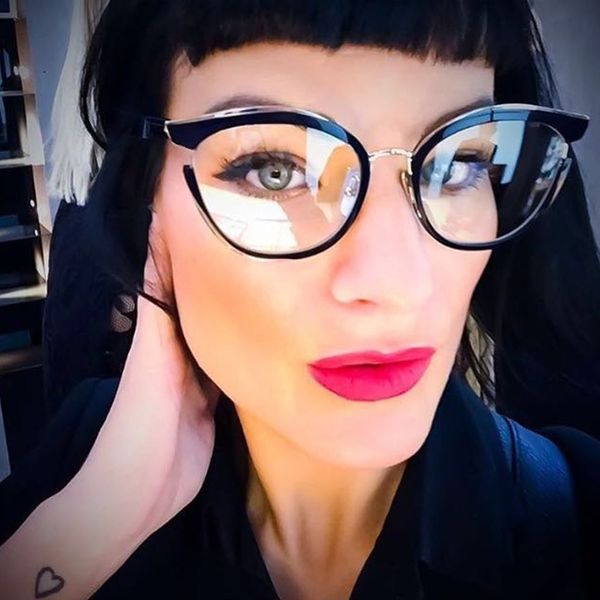 

anedf new cat eye glasses frame women computer optical spectacle frame women transparent clear lens female oculos de eyewear, Black